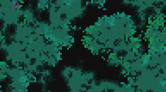 Aurora Borealis generative piece, showing shifting teal and green cellular automata patterns