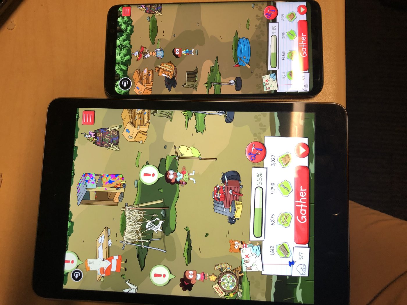 Cross-platform QA testing of a CN Arcade game, shown running simultaneously on a tablet and a phone