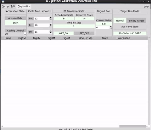 Redesigned H - Jet Polarization Controller application, built in Tcl/Tk, shown in motion